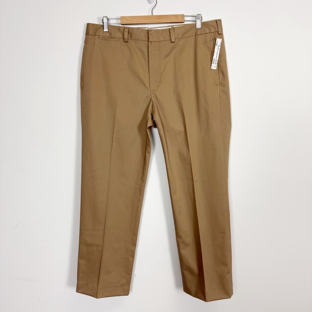 LL Bean Wrinkle Free Dress Chino Pants Mens 38 x 30.25 Dark Khaki Tan 292258 NWT